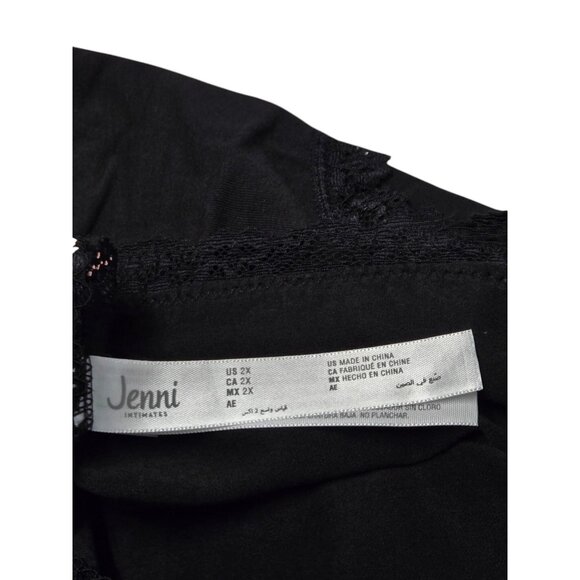 Jenni Womens 2X Black Cotton Lace Trim Hipster Panties Underwear Set Of 2 - Picture 6 of 7